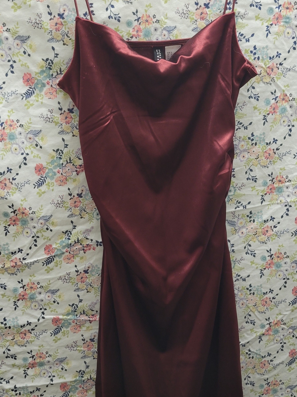Divided Satin Slip Maxi Dress in Burgundy